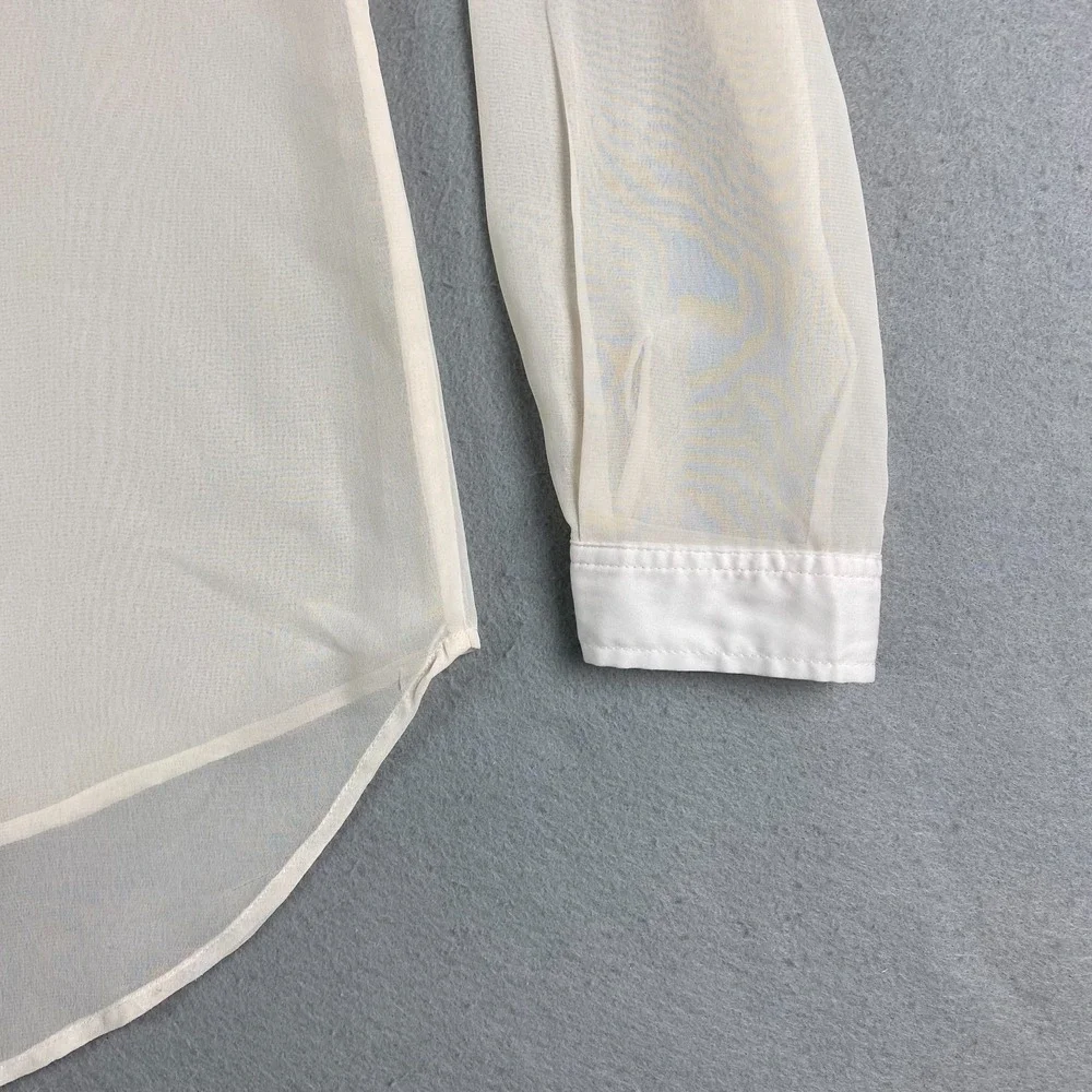 Free People Lightweight semi Sheer top Small Button Down cream pocket tunic